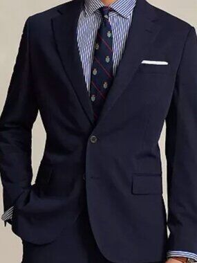 Lauren Ralph Lauren Blazer 42R Navy Blue Wool Suit Jacket 2 Button